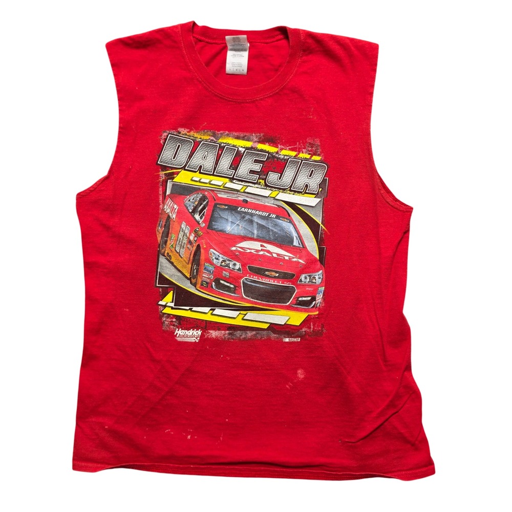 Vintage Racing Graphic Tank Muscle Tee Mens Large Red Dale Earnhardt Jr Nascar